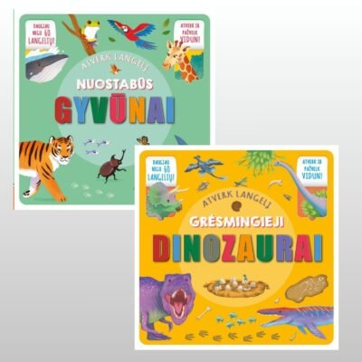 Grėsmingieji dinozaurai + Nuostabūs gyvūnai. Atverk langelį (Dviejų knygų komplektas)
