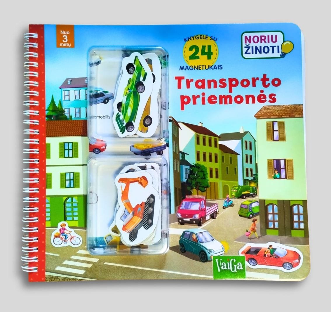 Transporto priemonės. Knygelė su 24 magnetukais